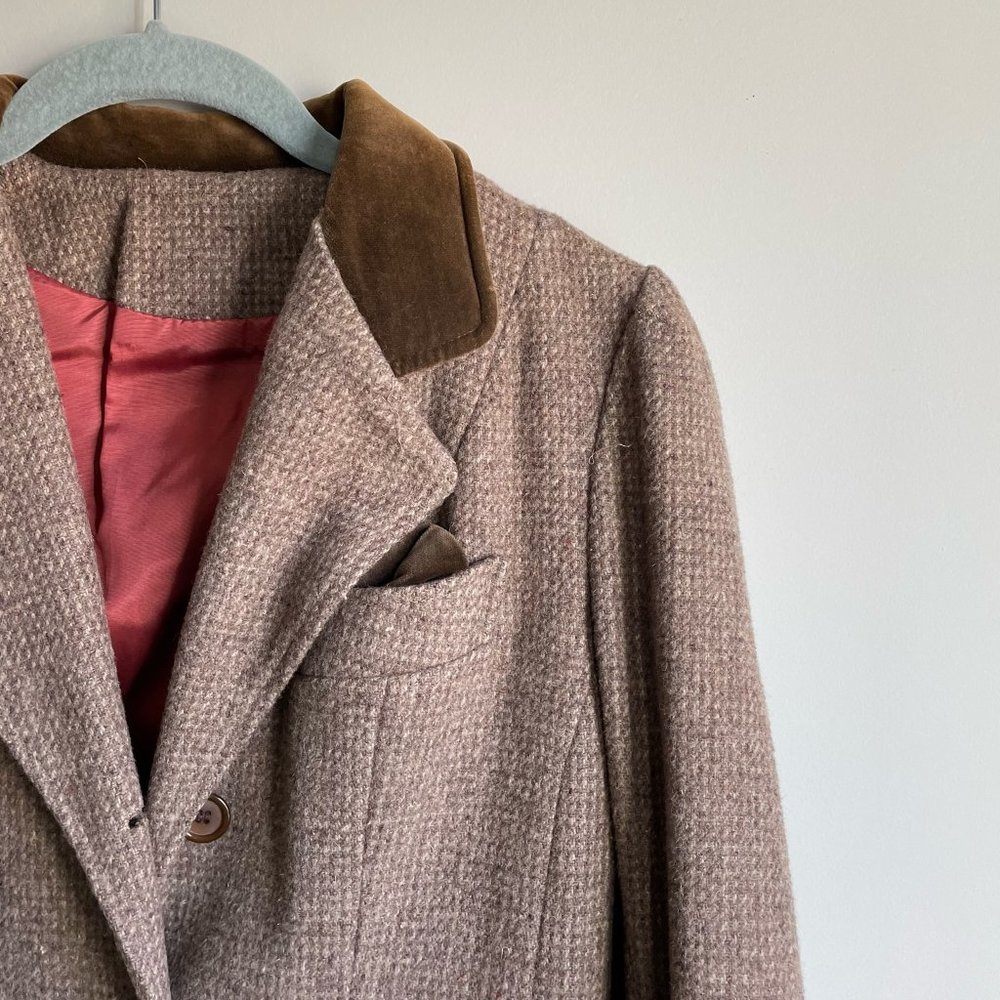 Vintage Junior Concept Tweed and Crushed Velvet Swing Dress Coat Size Small - Picture 5 of 11